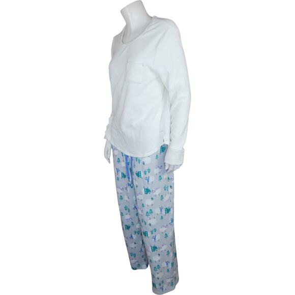 Cuddl Duds Regular Fleecewear with Stretch Pajama Set, Ivry/WollySheep Medium - Picture 4 of 16